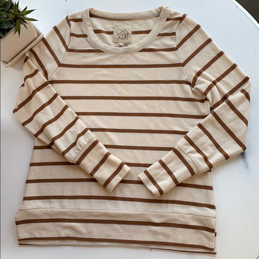 Chaser Striped Split Hem Pullover